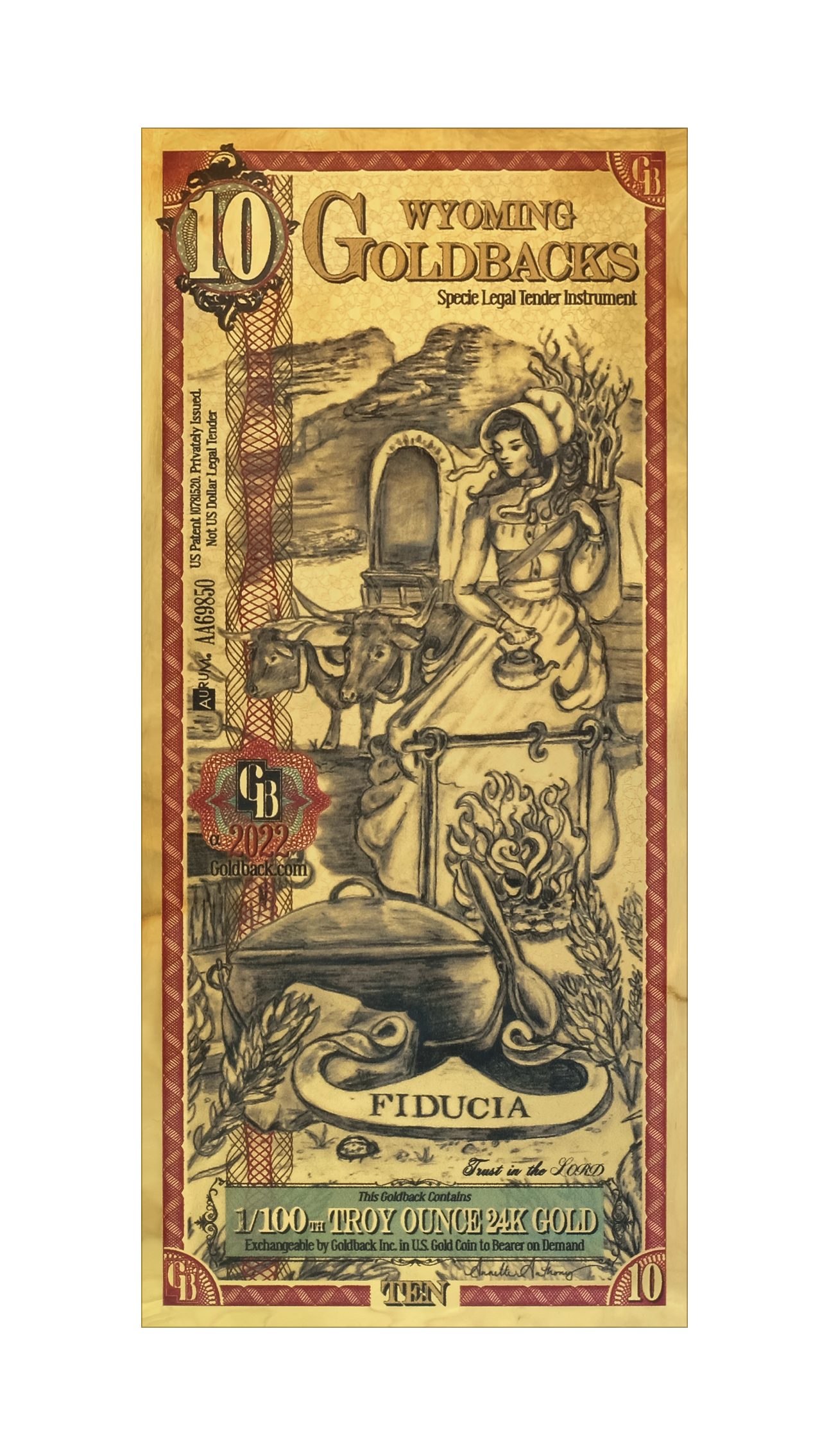 2022 Wyoming - 10 GoldBack