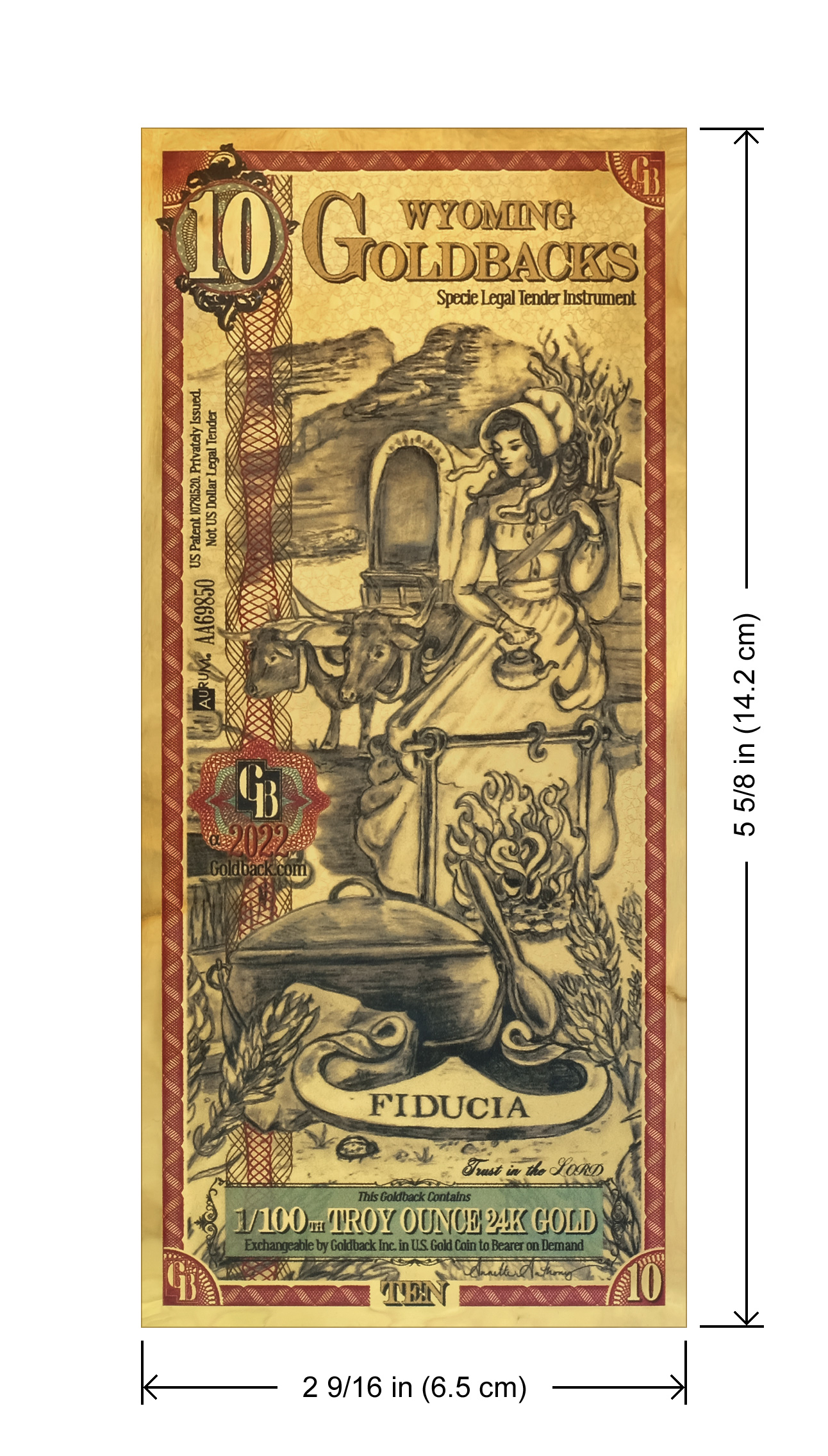 2022 Wyoming - 10 GoldBack