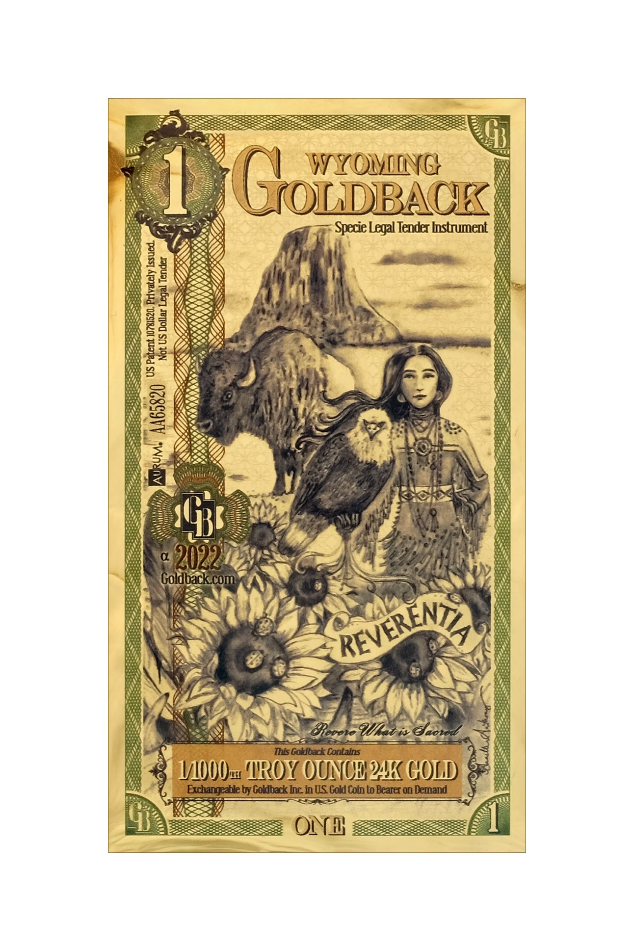 2022 Wyoming - 1 GoldBack